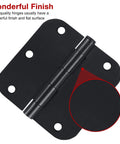 36 Pack Matte Black Door Hinges Three And A Half Inch Radius 6 Holes Interior Easy Install Includes Screws close-up finish