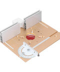 Top Shelf Aluminum Alloy Router Lift Table With Heavy Duty Stainless Steel Hardware And Hella Smooth 47 Millimeter Height Adjustments Built For Woodworkers Demanding Dead On Precision Cuts Daily, showing precision lift details.