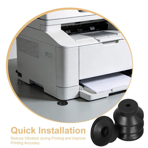 Get Your 3D Printer Level And Smooth With These Four Black Rubber Anti Vibration Pads under a 3D printer to reduce noise and vibrations.