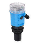 Digital Ultrasonic Water Level Sensor With LED Display And 4-20mA Output for depth measurement in tanks and wells, side view.