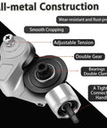 Heavy Duty Sheet Metal Cutter Nibbler Drill Attachment For Steel Aluminum Iron, showing all-metal construction and double gear feature.