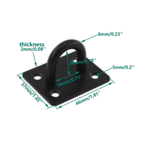 Stainless Steel Ceiling Hooks 4 Pack Ultra Sturdy Pad Eye Plate U Hooks For Ceiling Wall Mounts Heavy Duty Marine Grade Hanging Hardware For Swing Hammock Yoga Silk Indoor Outdoor Use, 46x37mm, 2mm thick