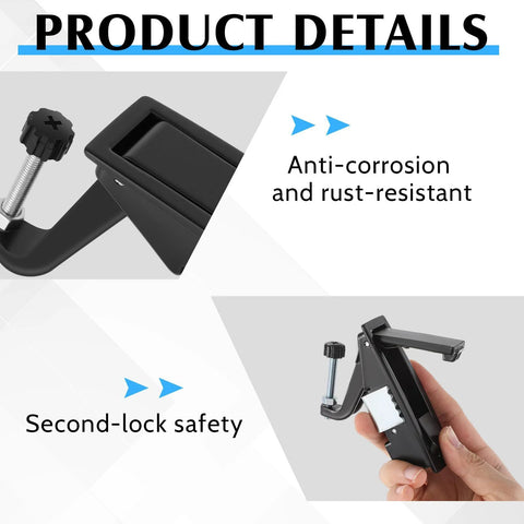 Lounsweer 4-pack black zinc-alloy compression latch with raised trigger, hand-operated flush lever, 0.04-0.94 in grip