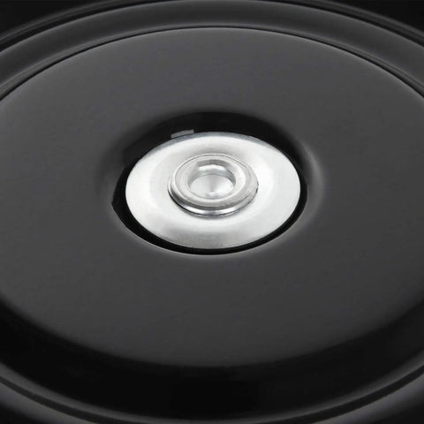 Close-up of Heavy Duty 7 Inch Bar Stool Swivel Replacement Plate With Ball Bearing Mechanism in black finish, smooth center view.