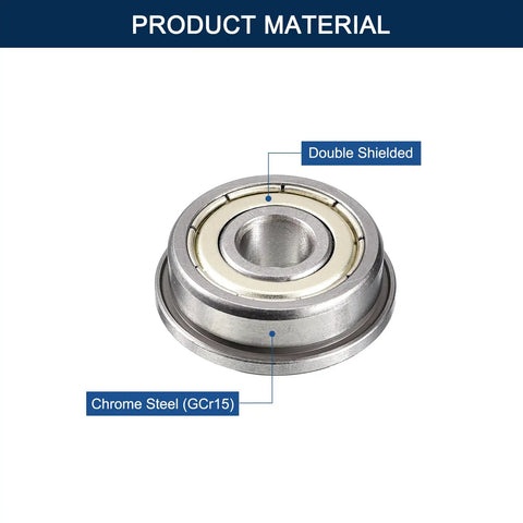 F623ZZ Flanged Ball Bearing 3mm Inner Diameter 10mm Outer Diameter 4mm Width Miniature Deep Groove Double Metal Shielded Pre Lubed Chrome Steel GCr15 ABEC 1 High Precision Pack of 10, double shielded chrome steel