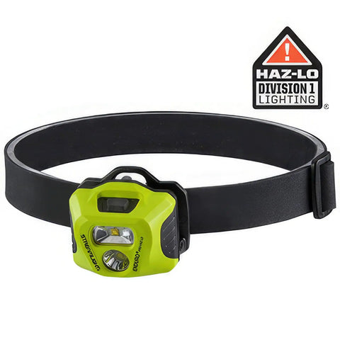 Enduro Pro Hazlo 160 Lumen Multi Function Headlamp with rubber hard hat strap displayed on a white background.