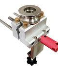 Compact Bench Vise For Home Shop And Studio, Rock Solid Metalworking Clamp with red handle and flexible base