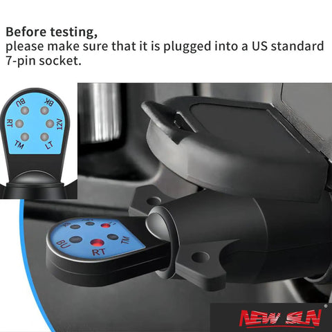 7 Pin Trailer Tester With LED Indicators And 7 Way RV Blade Round Plug, Easy Plug And Play Setup, DIY Trailer Wiring Checker For Cars, Trucks, Campers, Boats, And Utility Trailers, black nylon body, LED test view