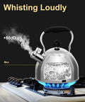 Stovetop Whistling Tea Kettle, 2 Quart Stainless Steel Pot For Tea And Coffee Lovers, 1.8L Food Grade Water Boiler With Loud Whistle on stove