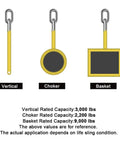 Amazon lifting strap set, 2in x 6ft, yellow eye-to-eye web slings with vertical, choker, and basket ends