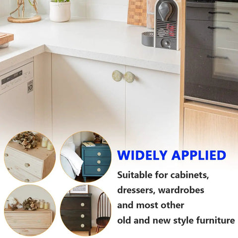 Image showing 10 Pack Handcrafted Ceramic Cabinet Knobs Featuring Gorgeous Granite Marble Finish on kitchen cabinets.
