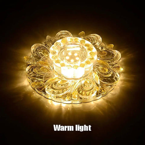 8 Pack Crystal Trim LED Downlights 4 Inch Recessed Ceiling Lights 5W 3000K Warm White glowing crystal design with warm light.