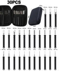 30 Piece Terminal Removal Tool Kit With Stainless Steel Extractors For Electrical Connectors And Harness Maintenance Pro Grade Set in open case displaying all 30 pieces.