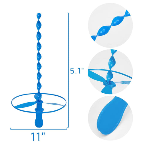 40 Pack Flying Disc Toys Twisty Helicopter Spin Copter Propeller Flyers Saucers with Launchers Outdoor Toys for Kids, blue plastic design