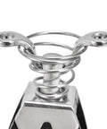 Close-up of 316 stainless steel top part of Marine Grade Swivel Sheave Block Head, 3/8 inch wheel width, 20mm thick