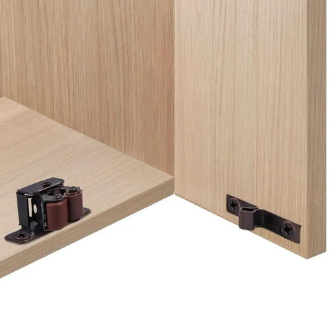 12 Pack Vintage Brown Strong Roller Catch for Cabinets and Cupboards installed on a wooden cabinet, heavy duty steel hardware