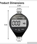 Digital Hardness Tester Kit 0 To 100 HD Mohs Scale For Silicone Rubber And Plastic With Handy Carry Case Clear Digital Readout Plus Or Minus 0.5 HC High Accuracy Educational And Industrial Use, dimensions shown