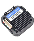 StepperOnline integrated stepper motor driver, front view, blue label, ISD04 12-38VDC 4A for NEMA 17/23/24