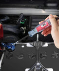 Testing car battery voltage with Beast Of A Heavy Duty 3 To 48V Digital LCD Circuit Tester, stainless probe visible