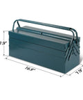 17 Inch Cantilever Tool Box With 5 Trays Portable Metal Organizer closed view showing dimensions 16.9x7.9 inches