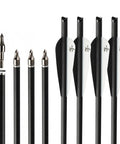 Carbon Crossbow Arrows 16 Inch 12 Pack For Hunting And Target Practice With TPU Vanes displayed with tips and fletching