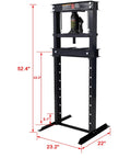 12 Ton Hydraulic Shop Press With Floor Mount Adjustable Working Table Height Includes Press Plates H Frame Garage Floor Press For Auto Body Metal Fabrication DIY Projects High Pressure Bottle Jack and Durable Black Finish
