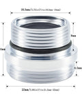 Durable Brass Faucet Aerator Adapter For A Quick M18.5 Male To M22 Kitchen Sink Swap with precise dimensions and chrome finish.