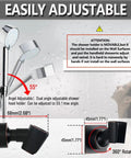 Diagram of Heavy Duty Brass Shower Head Holder Wall Mount Bracket with 360 Degree Adjustable Rotating Mount, Oil Rubbed Bronze Finish.