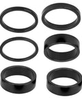 Six Piece Aluminum Bike Headset Spacer Set With 2mm 3mm 5mm And 10mm Heights For Twenty Eight Point Six Millimeter Forks One And One Eighth Inch Stems Black