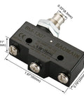 Panel Mount Micro Switch With Plunger Actuator 1NO 1NC SPDT 10A 250VAC Built Tough Momentary Limit Switch With 3 Screw Terminals Industrial Grade Precision Position Sensing CE Certified, 50mm