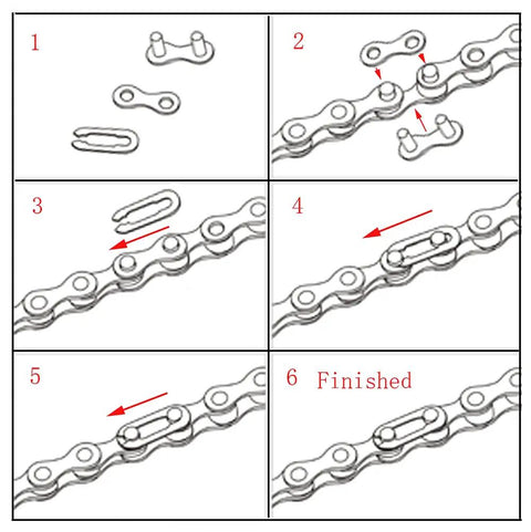 Step-by-step guide installing Four Pack Missing Link For Single Speed Bike Chains, Reusable Steel Chain Link, durable and easy install.