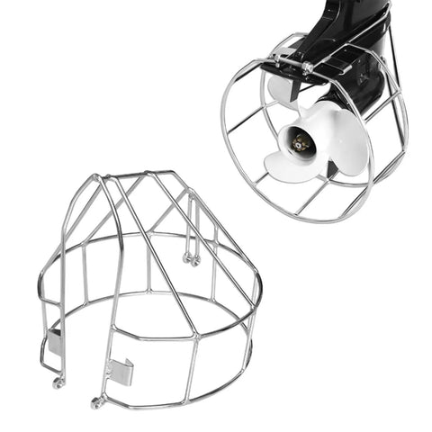 Outboard Propeller Protective Cover With Stainless Steel Mesh Safety Guard For 6 HP Marine Engine, Easy No-Drill Install