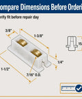 Top Shelf Sliding Window Roller Assembly Two Pack Featuring 7/16 Inch Brass Rollers With Sturdy Nylon Housing For No Sweat Snap Install and Slick Smooth Operation On Your Patio Doors And Glass Panels dimensions diagram with measurements.