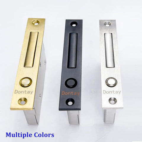 Auto Pop Pocket Door Edge Pull With Hidden One Touch Button Flush Mount Sliding Door Handle Large Grab Ring Pops Up For Easy Grip No Fuss Black Finish Concealed Pull Hardware, multiple colors