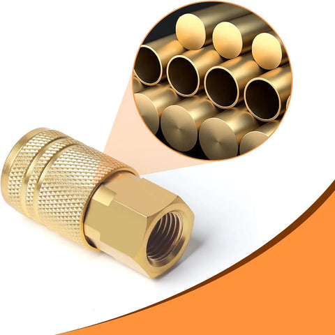 Brass One Quarter Inch NPT Air Coupler Quick Connect Fitting For Hose And Compressor Accessories Durable And Corrosion Resistant