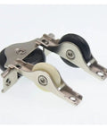 Heavy Duty V Groove Wheel With Silent Nylon Caster For Slick Sliding Door Track Operation, sturdy steel and nylon pulleys.