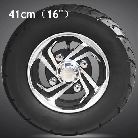 White 4 Passenger Electric Golf Cart Scooter With 1200W Brushless Motor And 60V 37AH Lithium Pack, 16-inch wheel with sleek design.