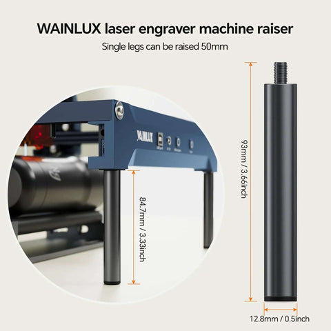 WAINLUX laser engraver raiser set for X2/K15; blue top with black legs, 4 pcs, lifts up to 50 mm