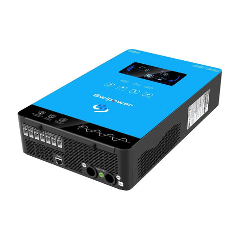 4000W Hybrid Solar Inverter for Home, RV and Cabin Use, 24V DC to 110V AC Pure Sine Wave, 6.25 Inch Glass Touch LCD, 140A MPPT Charger