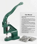 Heavy Duty Hand Press Eyelet Grommet Kit With Three Die Sizes 0 2 4 And 1500 Silver Grommets, includes hand press and instructions