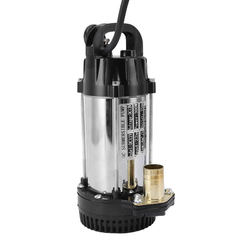 Heavy Duty Stainless Steel Submersible Sump Pump With 300W Motor And 4 Cubic Meter Hour Flow, showcasing stainless steel body and brass outlet.