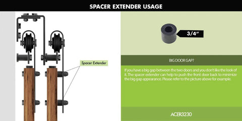 Black Rustic Sliding Barn Door Hardware Spacer Extenders Three Quarter Inch Kit Of Five For Adjustable Bypass Track