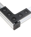 4 Pack L Shaped 90 Degree Corner Connector Plates For Aluminum Profiles, Five Hole Mount, 60x60 Mm Spacing, Black Finish