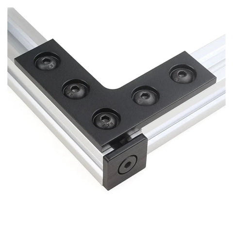 4 Pack L Shaped 90 Degree Corner Connector Plates For Aluminum Profiles, Five Hole Mount, 60x60 Mm Spacing, Black Finish