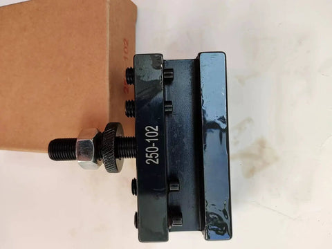 Side view of Pro Grade Heavy Duty Turning And Boring Tool Holder with clamp range 3/16 to 1/2 inch and V groove for lathe tools.