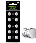 Top Shelf LR936 Alkaline Button Cell Batteries, ten pack with compact design for precision instruments, 1.5V output.