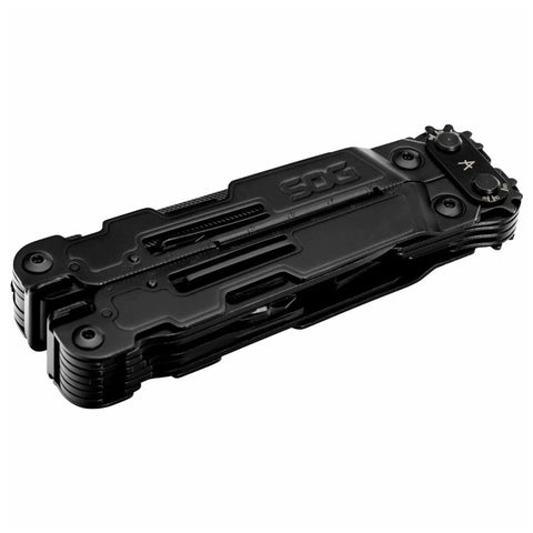 PowerAccess Deluxe All Purpose Heavy Duty Stainless Steel Multi Tool with Nylon Sheath closed on white background