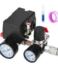 Air Compressor Pressure Switch Control Valve 95 To 125 PSI With 0 To 180 PSI Regulator And Safety Relief Valve 110 To 240V Ready