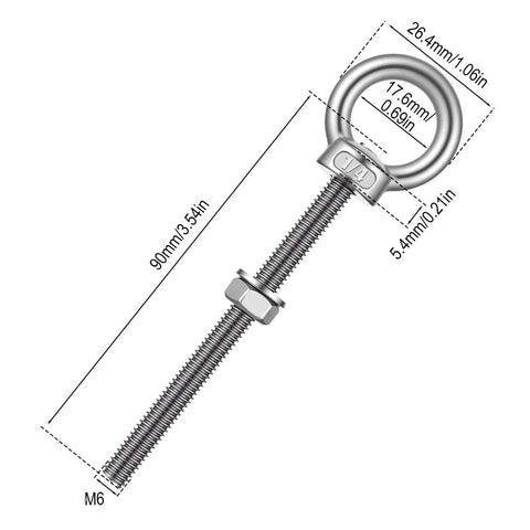 25 Pack Stainless Steel Marine Grade Eye Bolts One Quarter By Three Point Five Four Inch Threaded Eyebolts With Nuts And Washers For Lifting And Hanging Items Outdoors Boat Dock Garage Heavy Duty Rustproof Built Tough Hardware.