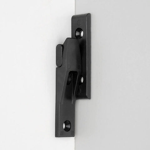 Toss Out Those Ugly Screws With These Heavy Duty Concealed Panel Fasteners And Removable Furniture Fittings For Kitchens Cabinets And Wall Cladding Projects That Demand A Rock Solid Snap Lock. Close-up of black snap lock fastener on white cabinet.